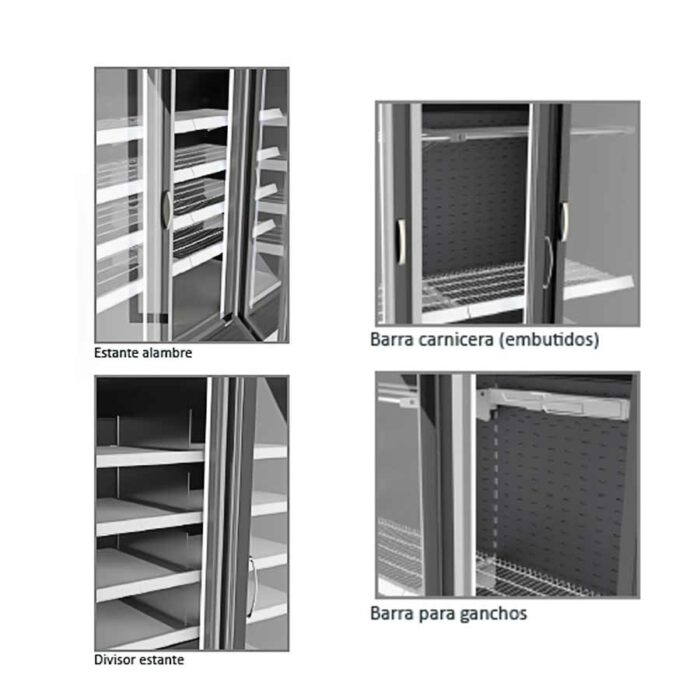 Armario Expositor de Refrigeración 1241 Litros con 3 Puertas de Cristal Color Blanco Gama Supermarket RVC-2003-BB Coreco - Imagen 4