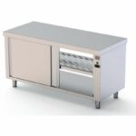 Mesa Caliente Acero Inoxidable Central Fondo 600 Con Puerta Corredera En Ambas Caras 1200x600x850h mm HFTC160120PT
