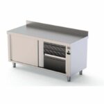 Mesa Caliente Acero Inoxidable Mural Fondo 600 Con Puerta Corredera A 1 Cara 1200x600x850h mm HFTW160120SD