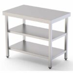 Mesa de Trabajo Acero inoxidable Central Con 2 Estante 700x900x850h mm WTC190070S2