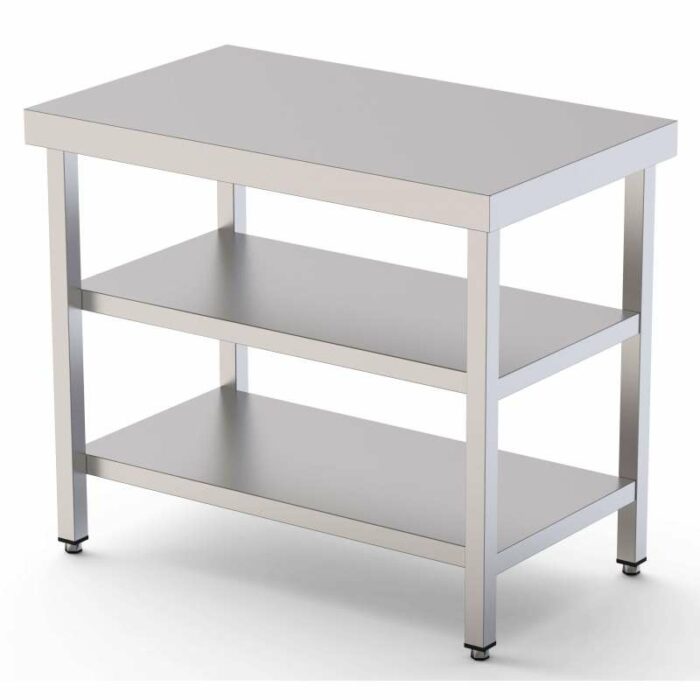Mesa de Trabajo Acero inoxidable Central Con 2 Estante 700x900x850h mm WTC190070S2 - Imagen 1