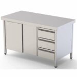 Mesa de Trabajo Acero Inoxidable Central Con Cajones a la Derecha 1600x700x850h mm WTC17016DDR