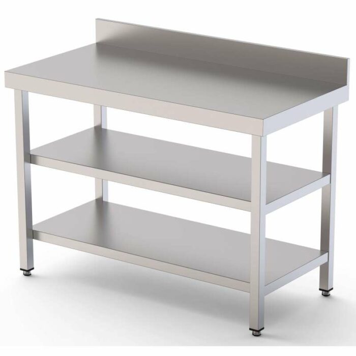 Mesa de Trabajo Acero inoxidable Mural Con 2 Estante 1000x800x850h mm WTW180100S2 - Imagen 1