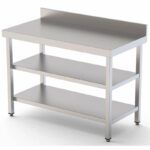 Mesa de Trabajo Acero inoxidable Mural Con 2 Estante 900x900x850h mm WTW190090S2