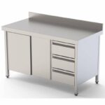 Mesa de Trabajo Acero Inoxidable Mural Con Cajones a la Derecha 2000x700x850h mm WTW17020DDR