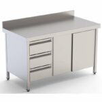 Mesa de Trabajo Acero Inoxidable Mural Con Cajones a la Izquierda 1800x700x850h mm WTW17018DDL