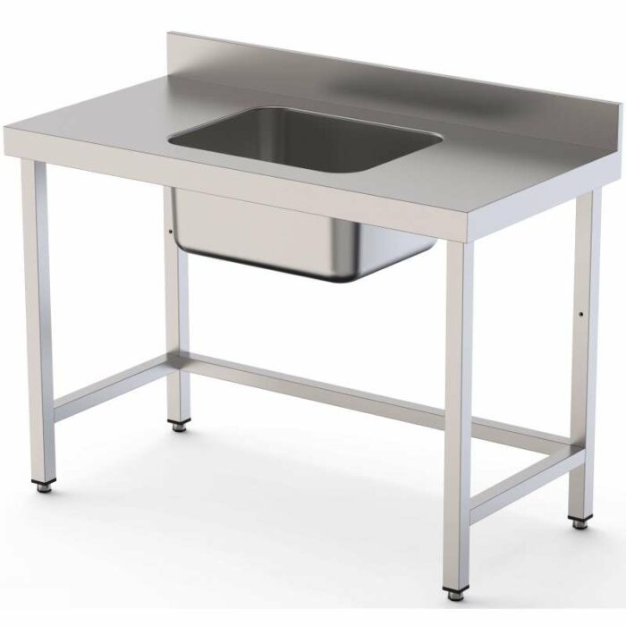 Mesa de Trabajo Acero Inoxidable Mural Sin Estante y Con Cubeta Central 2000x700x850h mm WTW17020CB0 - Imagen 1
