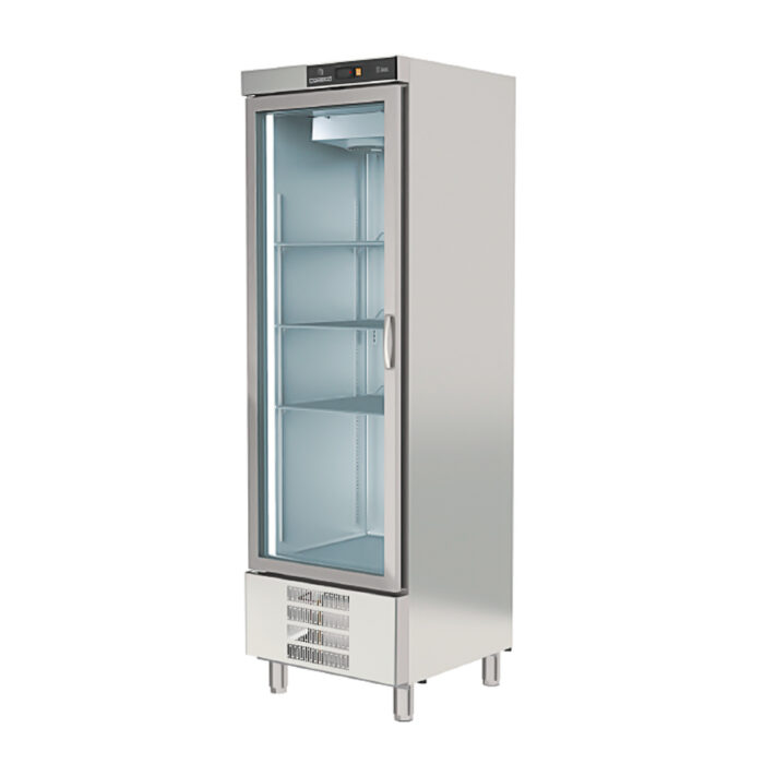 Armario Expositor de Refrigeración en Acero Inoxidable con 3 Estantes 505 Litros 1 Puerta de Cristal Gama Snack CSRV-751-S Coreco - Imagen 1