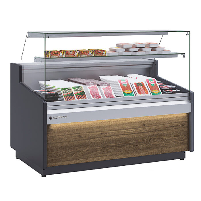 Vitrina Expositora Refrigeradora con Reserva Cristal Recto Evaporador Ventilado SERIE CVE-9-RC - 2465x960x1235h mm CVE-9-25-RC-TF CORECO - Imagen 1