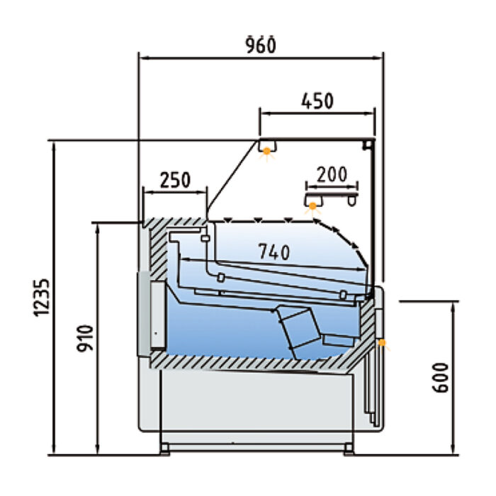 Vitrina Expositora Refrigeradora con Reserva Cristal Recto Evaporador Ventilado SERIE CVE-9-RC - 2465x960x1235h mm CVE-9-25-RC-TF CORECO - Imagen 2