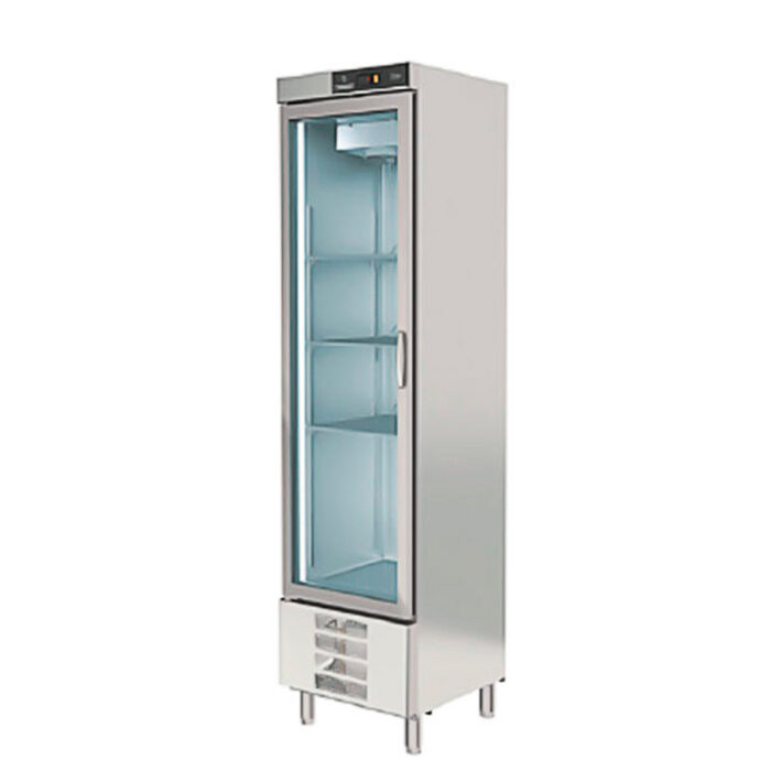 Armario Expositor Refrigerado 1 Puerta de Cristal 3 Estantes GN 2/1 - 409 Litros Gama SNACK 540x730x2075h mm ASA1C-50-P Horekus - Imagen 1