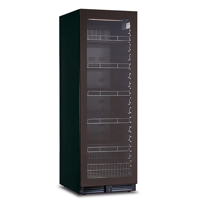 Armario Expositor Refrigerado para Vinos 1 Puerta de Cristal 438 Litros 160 Botellas 5 Estantes 595x690x1800h mm KCW 180 BEV Horekus - Imagen 1