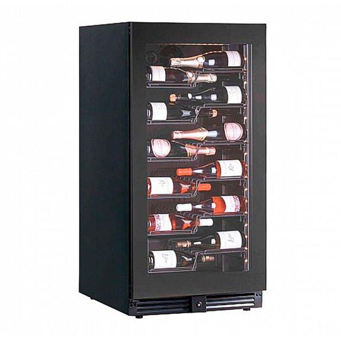 Armario Expositor Refrigerado para Vinos 1 Puerta de Cristal 270 Litros 68 Botellas 5 Estantes 595x690x1200h mm KW120 Horekus - Imagen 1