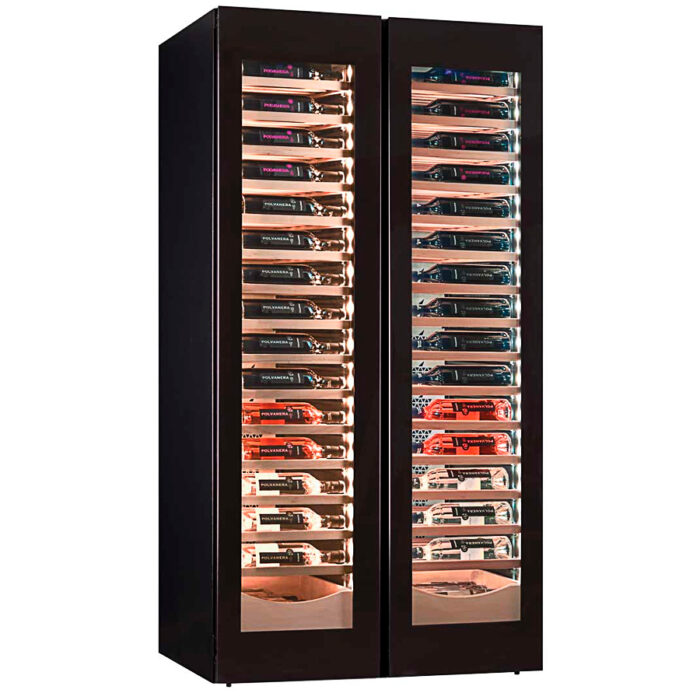 Armario Expositor Refrigerado para Vinos 2 Puertas de Cristal 770 Litros 224 Botellas 15 Estantes 920x690x1800h mm KSW 224 2TB Horekus - Imagen 1