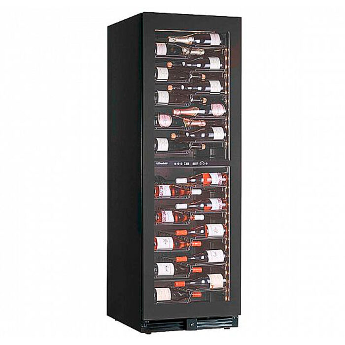 Armario Expositor Refrigerado para Vinos Doble Temperatura 1 Puerta de Cristal 438 Litros 116 Botellas 10 Estantes 595x690x1800h mm KW180 G2 Horekus - Imagen 1