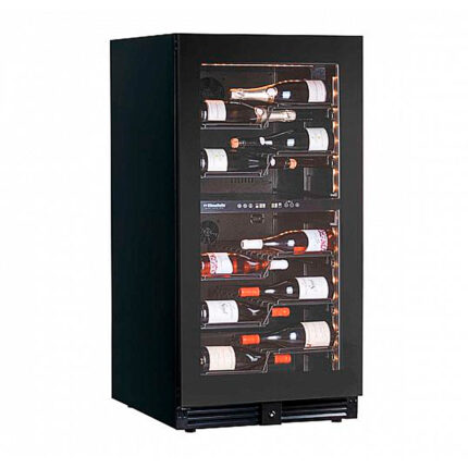 Armario Expositor Refrigerado para Vinos Doble Temperatura 1 Puerta de Cristal 270 Litros 56 Botellas 5 Estantes 595x690x1200h mm KW120 G2 Horekus