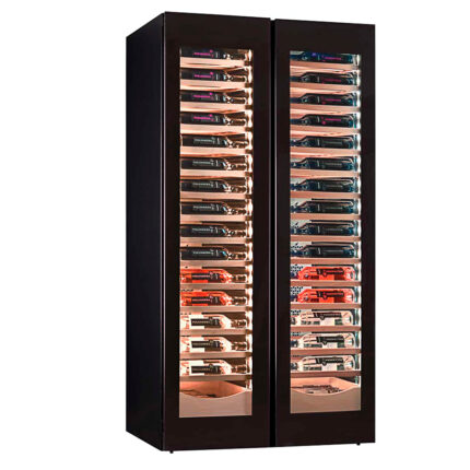 Armario Expositor Refrigerado para Vinos Doble Temperatura 2 Puertas de Cristal 770 Litros 210 Botellas 14 Estantes 920x690x1800h mm KSW 224 4TB Horekus