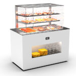 Buffet Caliente Baño María 3 Bandejas GN 1/1x65 Cristal Recto 2 Estantes Gama VISION 1300x700x1390h mm BUB65V Sayl
