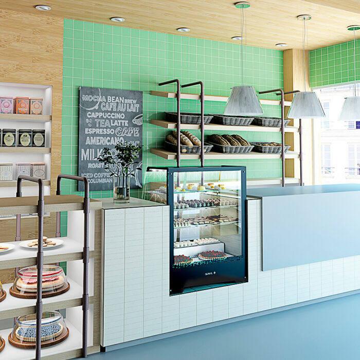 Vitrina Expositora Refrigerada para Pastelería Cristal Recto 2 Puertas Correderas 3 Estantes 710X535X900h mm Gama TOWER TW Sayl - Imagen 3