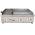 Frytop a Gas Acero Rectificado Placa Lisa + Barbacoa a Gas Piedra Volcánica Sobremesa Gama 600 - 1000x587x364h mm 100FRYGRBN ARILEX