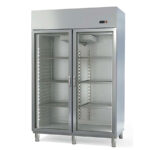 Armario de Congelación Vertical 2 Puertas de Cristal 8 Estantes 1200 Litros Gama SNACK 1370x850x2130h mm ASA2C-140-N Horekus