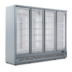 Armario Expositor Refrigerado Gris 4 Puertas de Cristal 1530 Litros 5 Estantes 2508x760x1997h mm KMR 250-P-G Horekus