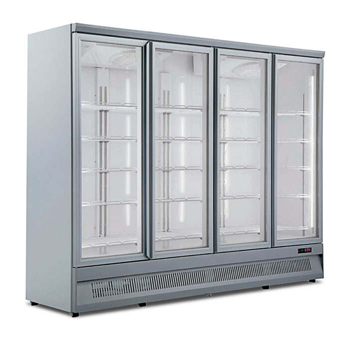 Armario Expositor Refrigerado Gris 4 Puertas de Cristal 1530 Litros 5 Estantes 2508x760x1997h mm KMR 250-P-G Horekus - Imagen 1