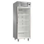 Armario Expositor Refrigerado Vertical 1 Puerta Cristal Acero Inoxidable 4 Estantes 511 Litros Gama PLUS INOX 750x720x1995h mm A6MCP Horekus