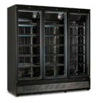 Armario Expositor de Congelación Negro 3 Puertas de Cristal 1450 Litros 5 Estantes 1880x760x1997h mm KMR 188-N-B Horekus
