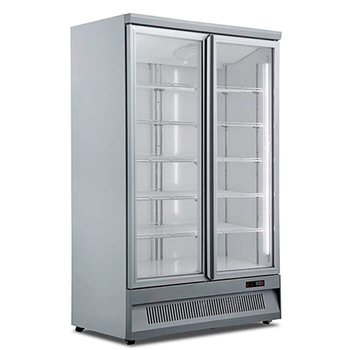 Armario Expositor de Congelación Gris 2 Puertas de Cristal 930 Litros 5 Estantes 1253x760x1997h mm KMR 126-N-G Horekus - Imagen 1