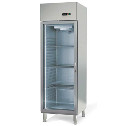 Armario de Congelación Vertical 1 Puerta de Cristal 4 Estantes 505 Litros Gama SNACK 680x850x2130h mm ASA1C-70-N Horekus