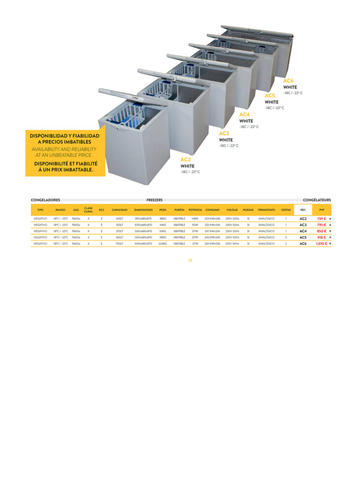 Congelador Horizontal 1 Puerta Abatible 240 Litros 1 Cesta 890x680x870h mm AC2 Horekus - Imagen 2