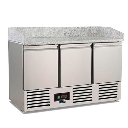 Mesa Refrigerada Acero Inoxidable 3 Puertas Opacas 400 Litros 4 Estantes 1400x700x1010h mm KSF903-PZ Horekus