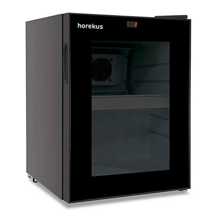 Mini Armario Expositor Refrigerado 1 Puerta de Cristal 20 Litros Lacado en Negro 1 Estante Gama MINI ECO 330x396x472h mm KL 20 FL B Horekus