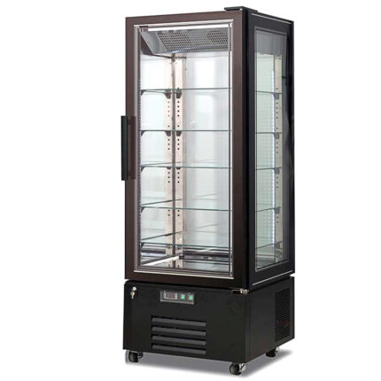 Vitrina Expositora Refrigerada para Pastelería 1 Puerta de Cristal 248 Litros en Negro 5 Estantes 650x595x1950h mm KVIC65-P-B Horekus