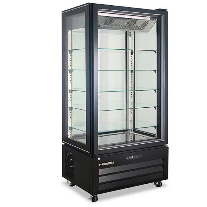 Vitrina Expositora de Congelación para Pastelería 1 Puerta de Cristal 340 Litros en Negro 5 Estantes 850x595x1950h mm KVIC85-N-B Horekus - Imagen 1