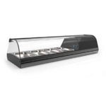 Vitrina Expositora Refrigerada para Tapas 4 Bandejas GN 1/3x40 Cristal Curvo Sobremesa 1085x395x245h mm V4SA Horekus