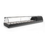 Vitrina Expositora Refrigerada para Tapas 6 Bandejas GN 1/3x40 Cristal Curvo Sobremesa 1438x395x245h mm V6SA Horekus