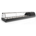Vitrina Expositora Refrigerada para Tapas 8 Bandejas GN 1/3x40 Cristal Curvo Sobremesa 1788x395x245h mm V8SA Horekus