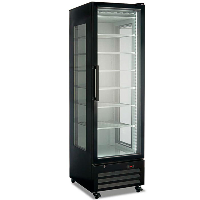 Vitrina Expositora de Congelación para Pastelería 1 Puerta de Cristal 418 Litros en Negro 6 Estantes 600x700x2020h mm KFR-410-N-B Horekus - Imagen 1