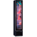 Armario Expositor Refrigerado Especial Carne Negro 1 Puerta de Cristal 164 Litros 4 Estantes 390x475x1880h mm THIN KAGER Horekus