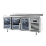 Mesa Refrigerada de Acero Inoxidable 3 Puertas de Cristal 3 Estantes 385 Litros Gama 600 - 1960x600x850h mm BMPP 2000 CR Infrico