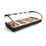 Vitrina Expositora Caliente Baño María para Tapas 4 Bandejas GN 1/3 X 40 Cristal Curvo Sobremesa Gama SHARK 840x395x270h mm CK4L Sayl