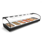 Vitrina Expositora Caliente Baño María para Tapas 6 Bandejas  GN 1/3X40 Cristal Curvo Sobremesa Gama SHARK 1190x395x270h mm CK6L SAYL