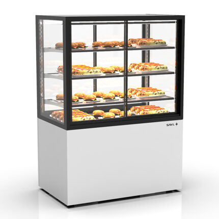 Vitrina Expositora Caliente Integra con Base Cristal Recto 3 Estantes 1000x600x1400h mm IN100/80-140CA Sayl
