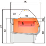Vitrina Expositora Caliente Calor Seco 2 Cubetas GN 1/1-150 con Reserva Cristal Curvo Serie VESPER VE-10 - 1025x1080x1235h mm VE-10-10-HE C Docriluc - Imagen 3