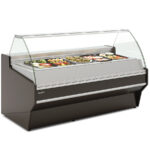 Vitrina Expositora Caliente Calor Seco 2 Cubetas GN 1/1-150 con Reserva Cristal Curvo Serie VESPER VE-10 - 1025x1080x1235h mm VE-10-10-HE C Docriluc