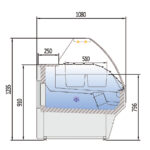 Vitrina Expositora Refrigerada 3 Cubetas GN 1/1-150 con Reserva Cristal Curvo Evaporador Estático Serie VESPER VE-10 - 1265x1080x1235h mm VE-10ES-13 C Docriluc - Imagen 3