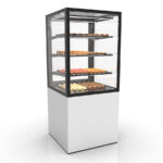 Vitrina Expositora Refrigerada con Control de Humedad para Pastelería Integra con Base Cristal Recto 3 Estantes 600x600x1400h mm IN60/80-140H Sayl