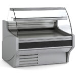 Vitrina Expositora Refrigerada con Reserva para Carnicería y Charcutería Cristal Curvo Evaporador Estático Serie VESPER VE-8-C 1025x800x1235h mm VE-8-10-C Docriluc